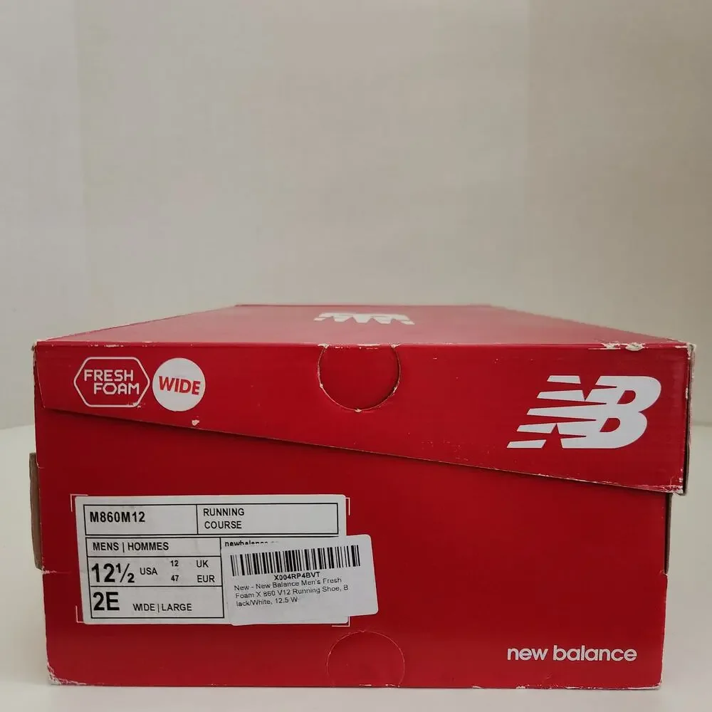 New Balance Men's Fresh Foam X 860 V12 Running Shoe, Black/White, 12.5 W